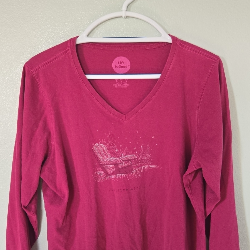 Life Is Good | Maroon Long Sleeve Winter Tee Size Large - Picture 2 of 8